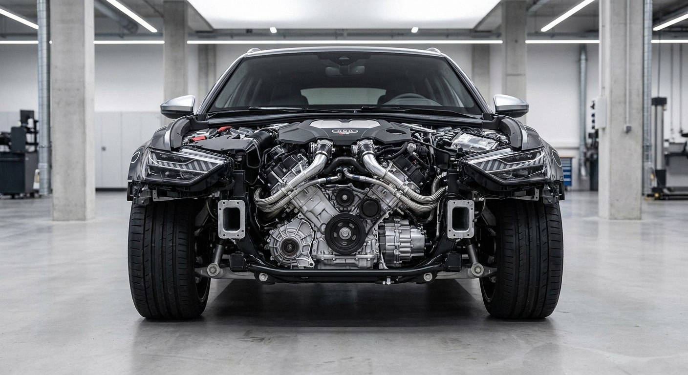 A concrete, section-specific editorial visual that explains Motorisation et performances de la rs6 c9 without text